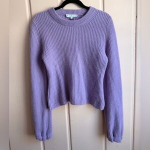White + Warren Lilac Cashmere Ribbed Sweater Sz small